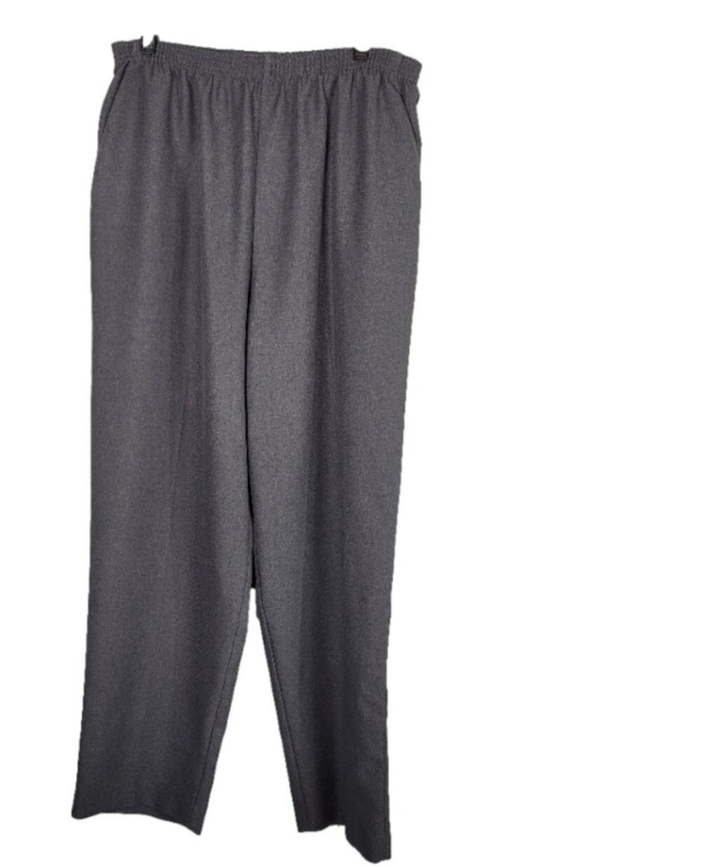 Alfred Dunner SZ 18W Gray Pants Slacks Pull On High Rise Elastic Waist FLAWED